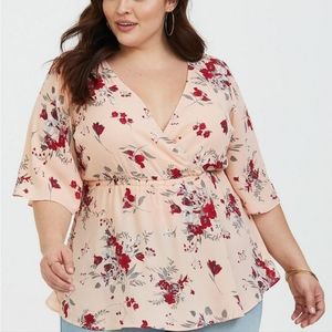 Torrid size 4 Lily Babydoll Georgette Surplice Blouse